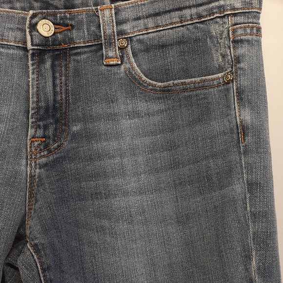 Vigoss Flare Leg Distressed Blue Jeans  Size 7 Stretch - Picture 5 of 15